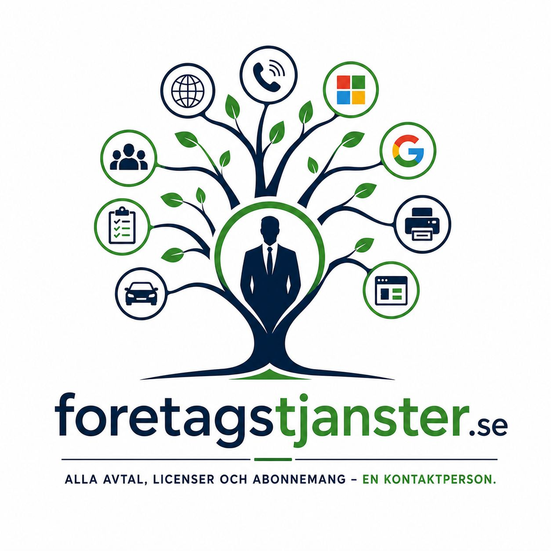 Företagstjänster logotyp, alla företagets tjänster under ett tak
